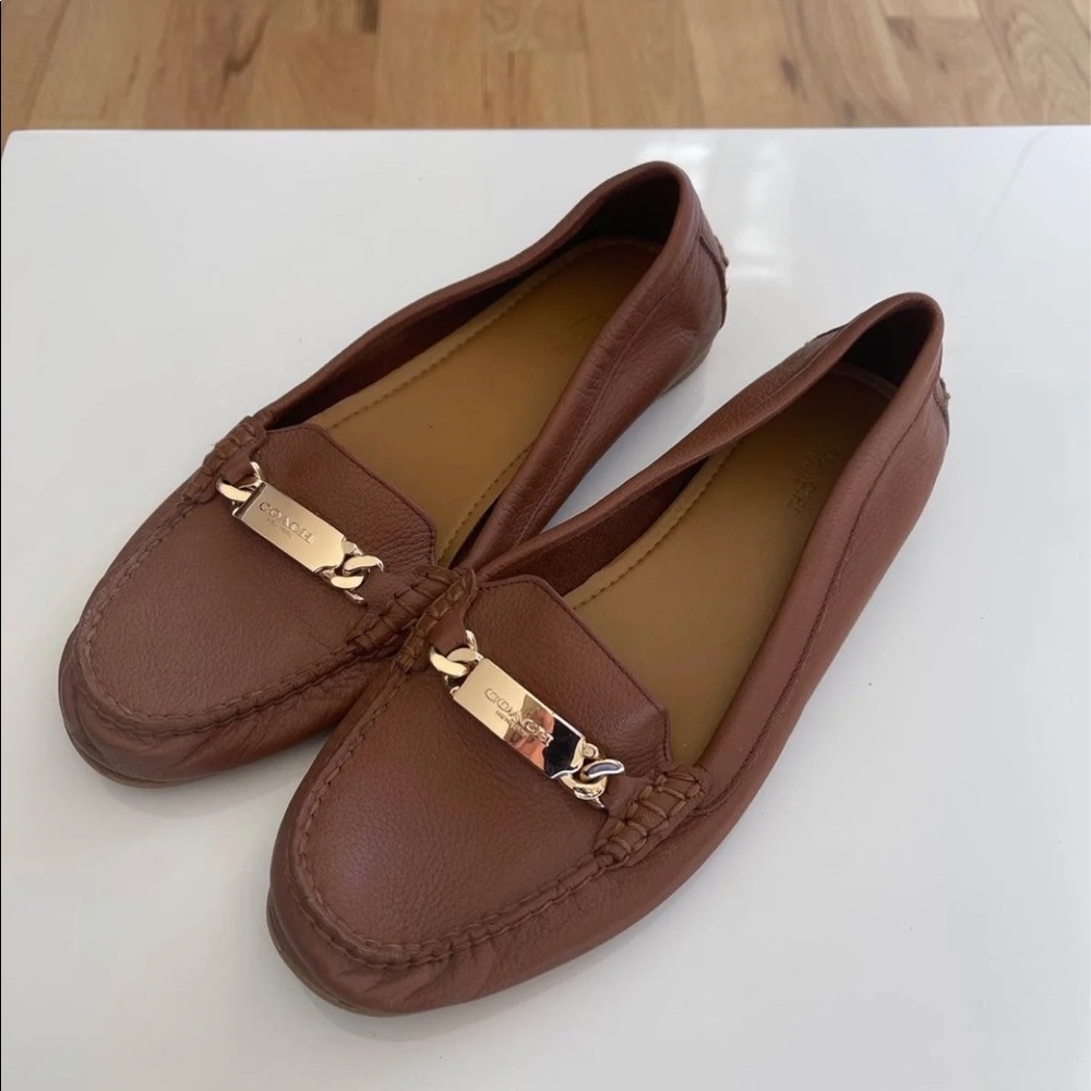 Coach brown leather loafers NWOT